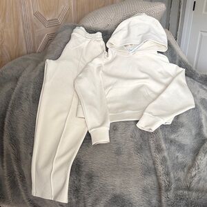 Cream Hoodie and Sweatpants Set